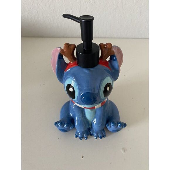 Disney Stitch With Antlers and Scarf Christmas Holiday Soap Lotion Dispenser NEW - Picture 2 of 9